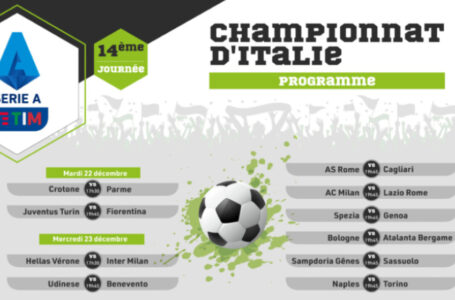 Championnat d&rsquo;Italie (14e journée): le programme