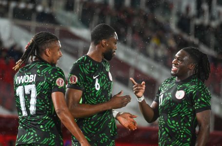 المنتخب النيجيري يحتفي بهدفه الأول ضد تانزانيا