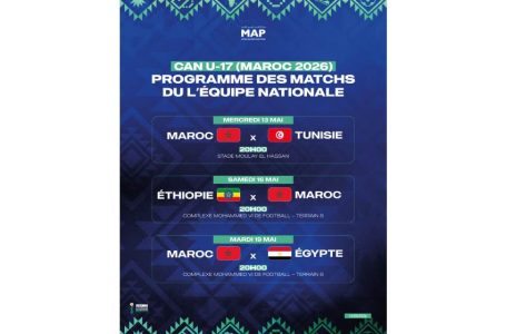 Programme de la Coupe d’Afrique des Nations U17 Maroc-2026